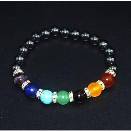 Natural Stone Beads Chakra Yoga Bracelet Muti-color Design Mens Bracelets Handmade Lucky Bracelets for Men Women Gifts