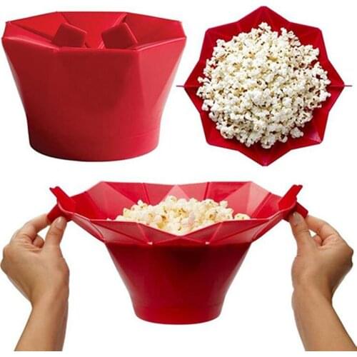 DIY Silicone Microwave Popcorn Maker Bucket Snack Bucket Family Party Supplies Kitchen Tools