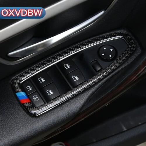 For BMW F20 F21 F30 F34 Carbon Fiber Window Lifter Control Frame Switch Decor Armrest Panel Trim Car Interior Accessories