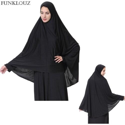 Funklouz Muslim Long Hijab Chiffon Niqab Burqa Turban Islamic Loop Scarf Women Headscarf Prayer Clothing