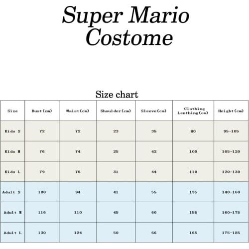 Adult Kids Super Mary Halloween Costumes Cosplay Show Costume Set Cartoon Mario Uniform Family Parent-Child Clothes