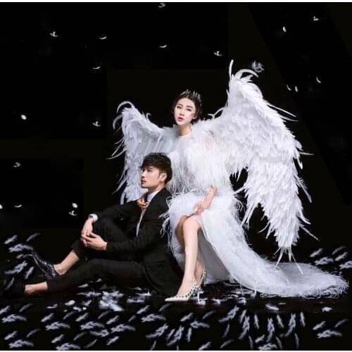 Cosplay Costumed beautiful white feather angel wing for Fashion show Displays wedding shooting props Cosplay game costume