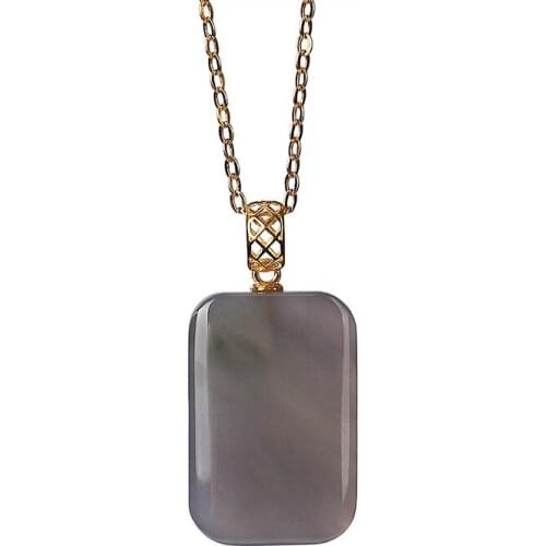 18K gold Hetian jade Smokey violet Pendant Retro Temperament Coins Lucky pendant Ladies Sweater chain Pendant