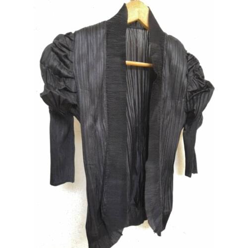 HOT SELLING Miyake three quarter and puff sleeve coat fashion fold open stitch coat IN STOCK