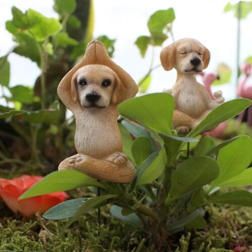 Yoga Dog Statue Set Miniature Garden Decoration Plant Pot Porch Flower Patch Window Terrace Balconies Tabletop Ornaments