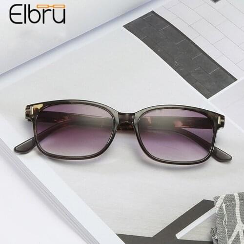 Elbru High Definition Reading Glasses Magnifying Eyewear Portable Gift For Parents Gradient Gray Lens Presbyopic Magnification