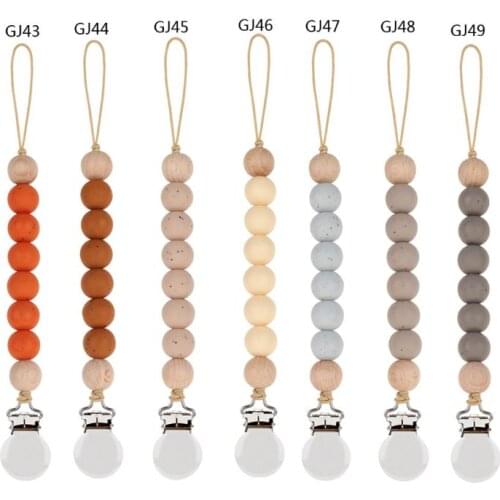 OOTDTY Dummy Clips Baby Boys Girls Pacifier Chain Silicone Teething Relief Toys Beads Soothie Pacifier Holder Clips Baby Shower