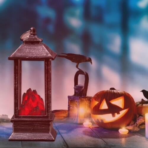 Portable Halloween LED Flame Lamp Christmas Flame Effect Lantern Light Creative Vintage Lights for Holiday Party Bars Club Decor