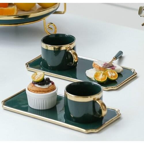 Luxury Nordic Ceramic Cup with Spoon Minimalist Green Home Afternoon Coffee Tea Cups Tazzine Caffe High Quality Tea Cup MM60BYD