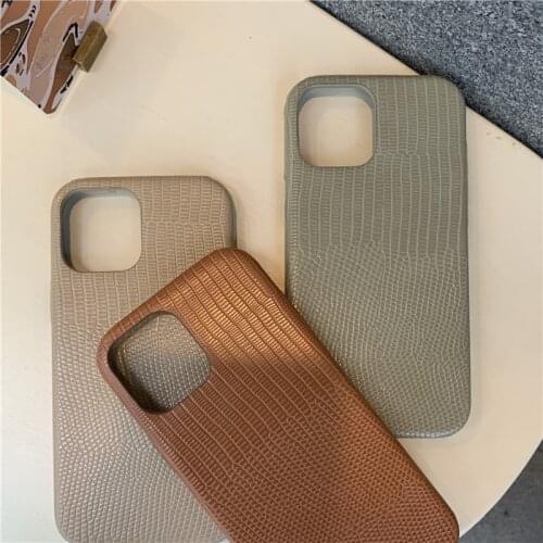 Luxury PU Leather Phone Case for Iphone X Xr Xsmax Coque Candy Color Hard Leather Lizard Pattern Fundas 8plus 12pro Max