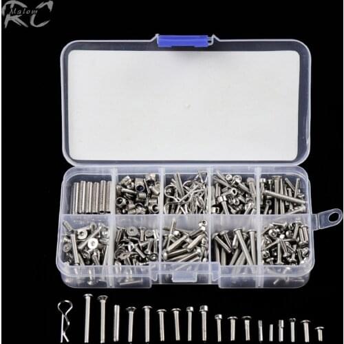 Screws Box Set M3 M4 Hexagon Socket Head Cap E-Clip Washer R Clip Hex Socket Grub Screws for 1/10 Bigfoot HSP 94188/94123/94111