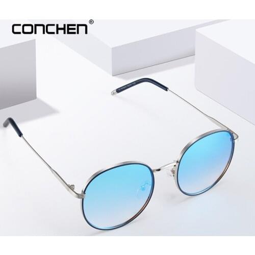 CONCHEN 2019 New Arrival Fashion Round Vintage Brand Designer Sunglasses For Women Metal Frame Sun Glasses UV400 Oculos De Sol