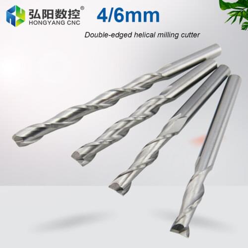 2 blade spiral milling cutter engraving machine 4mm end mill spiral drill bit wood carbide tool CNC 6mm milling cutter head
