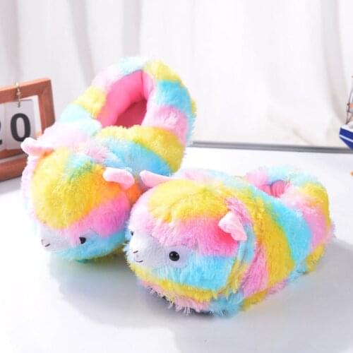 Cartoon Alpaca Funny Shoes Girls Lovely Indoor Slippers Ladies Home Shoes Fashion Plush Warm Slippers Women Winter Shoes