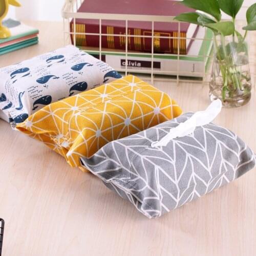 Fabric Cartoon Tissue Box Cover Handkerchief Napkin Holder Cover Cute Rabbit Bear Animal Printing Tissue Case Seat Type