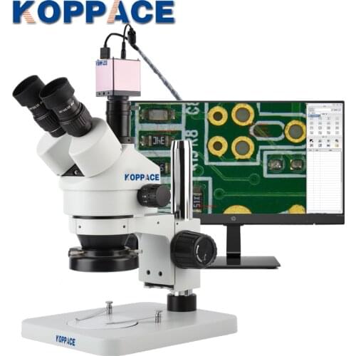 KOPPACE 3.5X-180X 2 Million Pixels Trinocular Stereo Electronic Measuring Microscope HD 1080P 60FPS HDMI Industry Microscope