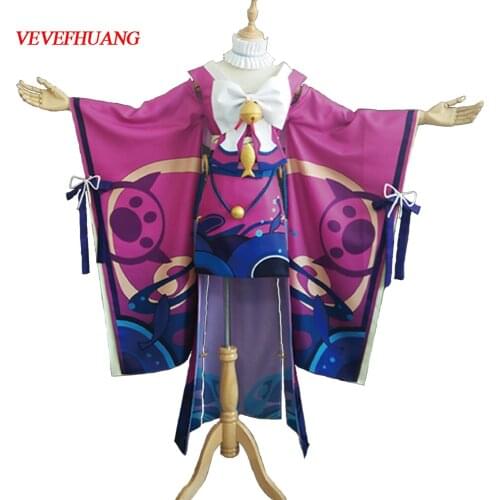 VEVEFHUANG Kосплей Anime! Onmyoji Cat Shopkeeper New Role Unawakening Lovely Kimono Lolita Dress Uniform Cosplay Halloween Party