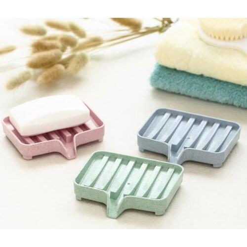 Wheat Straw Soap Dishes Storage Holder Soap Box Tray Drain Holder Non Slip Bath Tools SN735