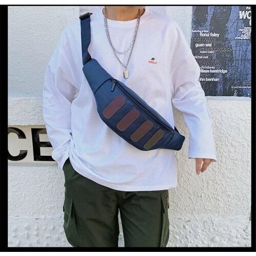 Men Fanny Pack Large Capacity Adjustable Waist Crossbody Bag with Big Reflective Stripes for Daily Use Waist Packs