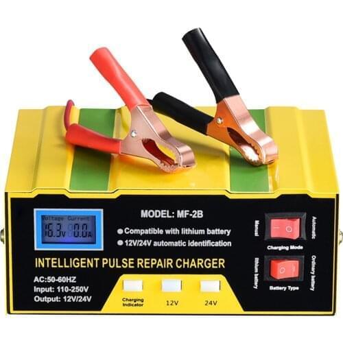 New 12V 24V 10A Car Auto Battery Charger LED Display EU Smart Automotive Truck Motorcycle Car Charger