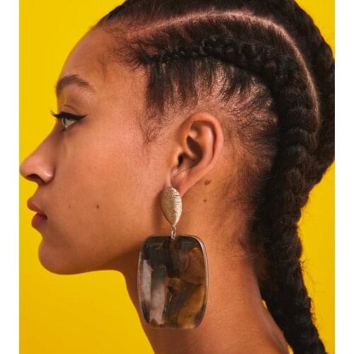 2019 New Za Dangle Drop Earrings For Women Bohemian Acrylic Resin Big Geometric Statement Hanging Earring Abalone Shell Jewelry