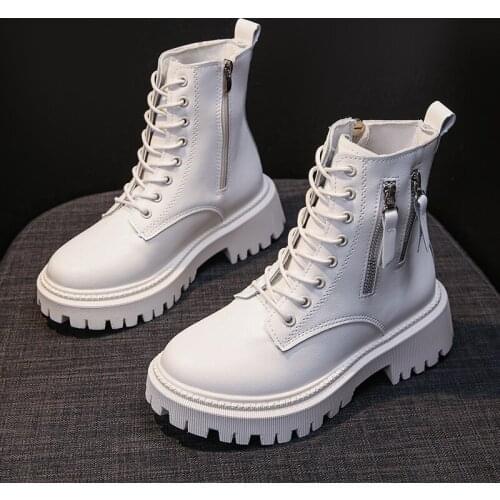 Women Shose Boots PU Leather Wool Warm Winter Autumn Designers Motorcycle Ankle Boot Couple Unisex Mujer Platform Boots Female