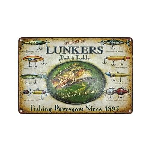 Metal Tin Sign 20*30 cm lunkers lure fishing Decor Bar Pub Home Vintage Retro Poster comic sticker