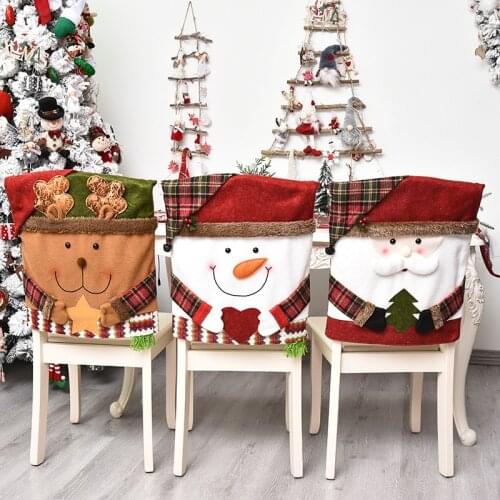 1 Piece of Christmas Gift Chair Back Cover Christmas Elk Gat Decoration for Family New Year Supplies Home Decore