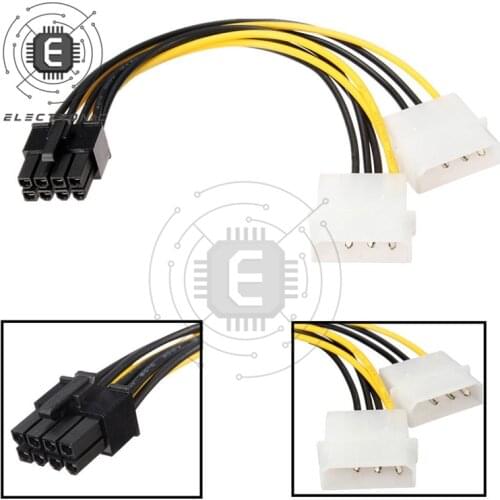 1PCS Original 16cm / 5" 8-pin PCI Express Male To Dual LP4 4Pin Molex IDE Power Cord Adapter Cable Converter