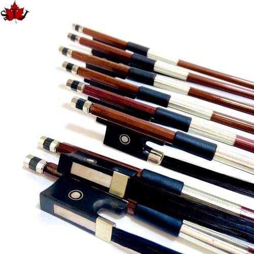 10pcs black hair brazilwood 4/4 student violin bow,ebony frog #7117