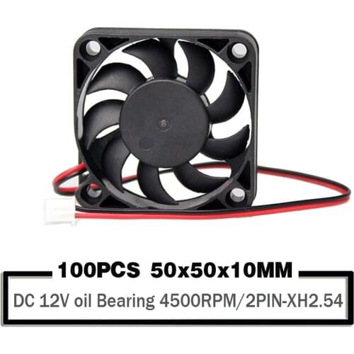 100PCS YOUNUON 50mm 9 Blades DC Power Cooling Fan 12V 2Pin 5cm 5010 50x50x10mm