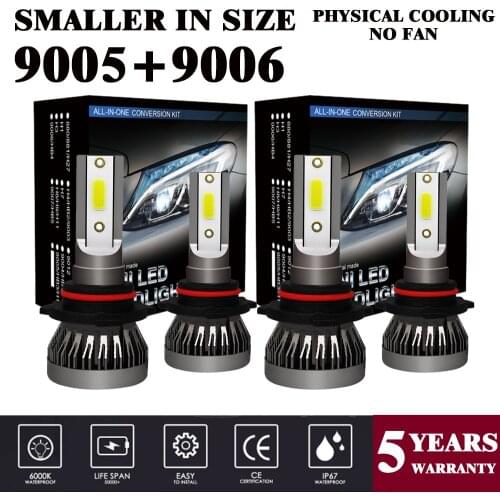 2Pair For Jeep Grand Cherokee & Dodge Journey Charger Combo COB Mini Size LED Headlight Kit Bulb 6000K 9005 9006 Hi&Low Beam