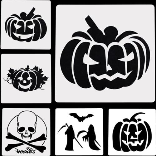 2pc Witch Pumpkin Stencil Painting Template Stencils For Walls DIY Scrapbooking Coloring Embossing Plastic Reusable 15cm