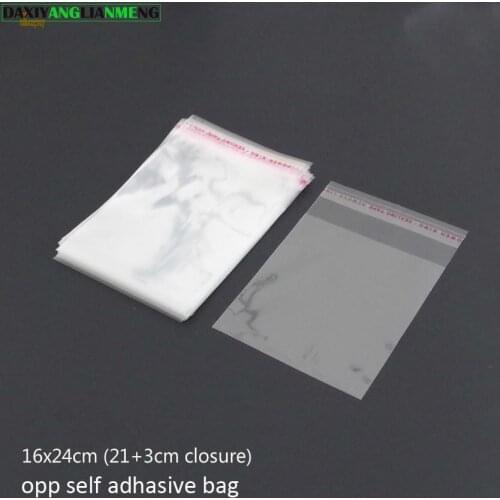 200pcs Clear Resealable BOPP/Poly/ Cellophane Bags 16x21+3cm Transparent OPP gift bags Plastic packaging bags Self Adhesive Seal