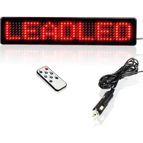 23CM Red Light Car LED Sign DC5V ~ DC12V Remote Control Programmable Rolling Information Led Car Display Screen 7X41 pixels