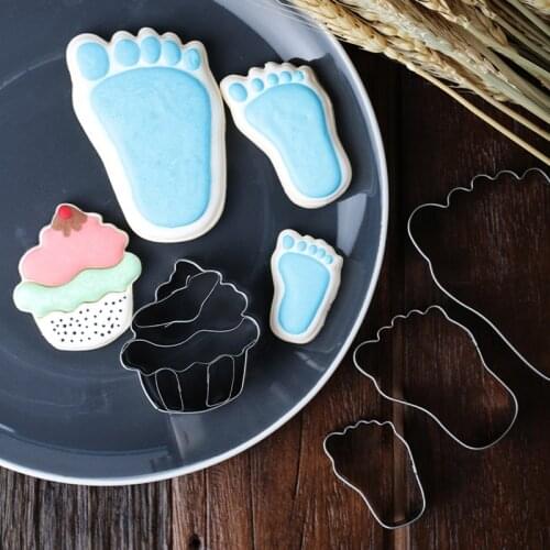 3pc Foot Metal Cookie Cutter, Biscuit, Pastry, Fondant Cutter Baby Shower Party Favor Shoe Feet Child Stencil