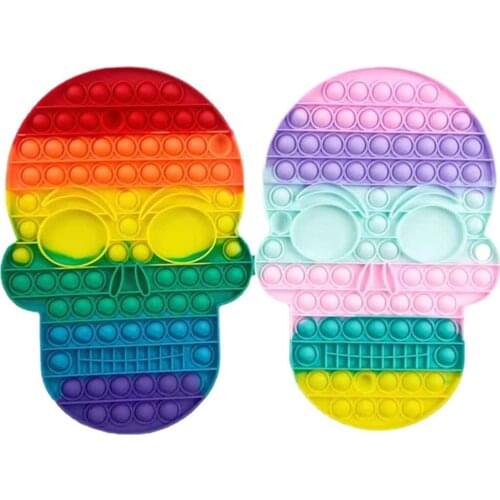30 CM Halloween Great Gift Skull Skeleton Shape Stress Reliever Sensory Giant Jumbo Push Pop Bubble Fidget Toys for Kids