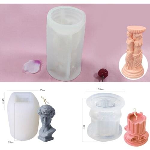 3D Silicone DIY Handmade Candle Mould Roman Column Mold Diy Tools for Mousse Dessert Jelly Candle Soap