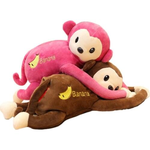 43cm Cute Mokey Long Arm Plush Tissue Box Doll Kawaii 4 Colors Monkey Stuffed Car Tissue Box Cover Napkin Paper Storage Car Gift