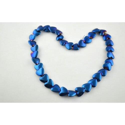 5pcs Navy Blue Electroplated Hematite Beads Heart Shape 15x15mm Jewelry Making Materials