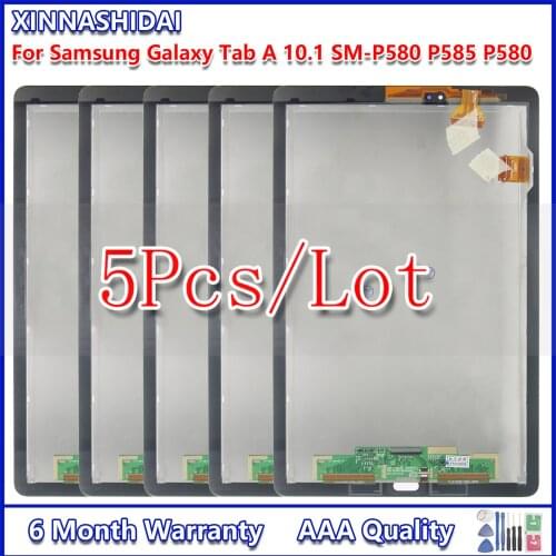 5pcs/lot LCD For Samsung GALAXY Tab A 10.1” P580 P585 LCD Display Digitizer Screen Touch Panel Sensor Assembly With Frame