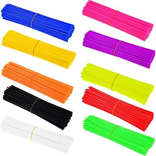 72pcs Motorcycle Bike Steel Wheel Hub Universal Color Spokes Casing Off Road Shrouds Covers Universal Decor Plastic Sleeve