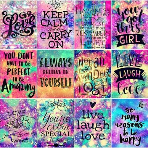 EverShine 5D Diamond Painting Text Diamond Mosaic Love Cross Stitch Kits Embroidery Landscape Picture Rhinestones Handmade Gift