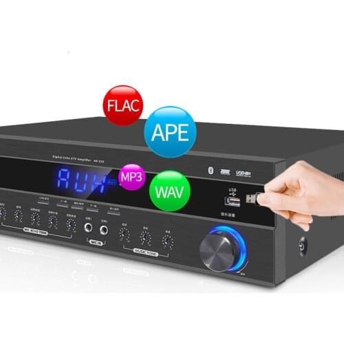 KYYSLB 220V 800W High Power 4.0 Bluetooth Amplifier AK-310 Home KTV Audio Card Package Speaker Karaoke Amplifier with USB