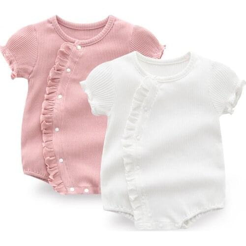 Twins Newborn Baby Girl Clothes Short Sleeve Baby Clothes from 0 to 3 months Summer Bodysuit for girls Party Baby Girl Bodysuit
