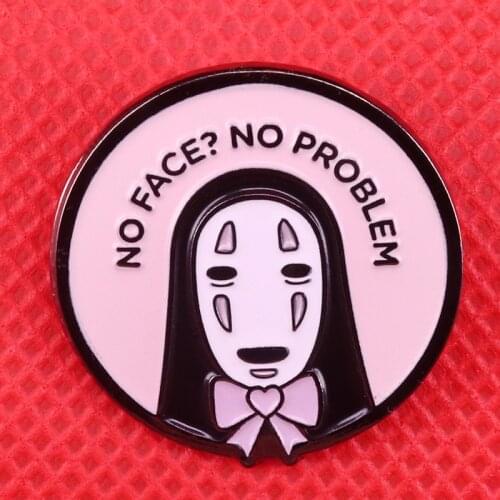 No face enamel pin Spirited Away brooch pink heart bow badge Hayao Miyazaki anime jewelry cute pins gift Halloween accessory