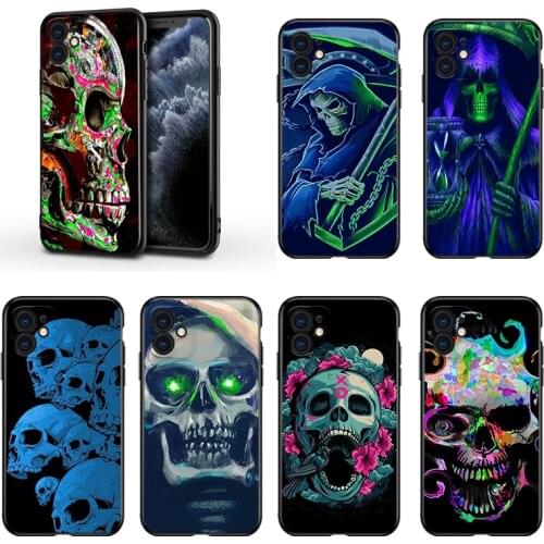 Grim Reaper Skull Skeleton For Apple iPhone 13 12 11 Mini XS XR X Pro MAX SE 2020 8 7 6 5 5S Plus Black Silicone Phone Case
