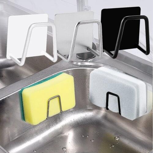 Stainless Steel Sponge Holder for Kitchen Self Adhesive Sink Sponges Drain Drying Rack Kitchen Storage Organizer Accessories