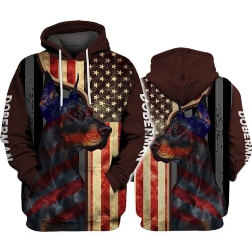Doberman Love USA 3D Hoodies Printed Pullover Men For Women Funny Sweatshirts Christmas Sweater Drop Shipping