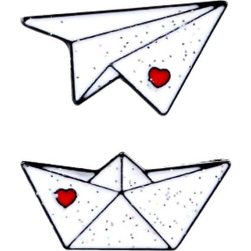 Paper Plane Boat Enamel Pins Custom Love Brooches Lapel Pin Shirt Bag Aircraft Ferry Badge Mini Jewelry Gift for Kids Friends